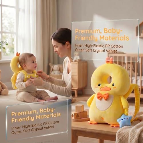Image of Baby Head Protection Backpack - Soft Lightweight Fall Cushion for Toddlers During Crawling & Walking, Helps Ease Impact from Backward Tumbles(Yellow Chick)