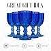 Elle Decor Stylish Glass Goblets, Set of 6-8.4oz Stemmed Wine Glasses for Red/White Wine - Elegant Drinkware for Entertaining, Special Occasions, Dinner Parties, Summer Celebrations (Blue)