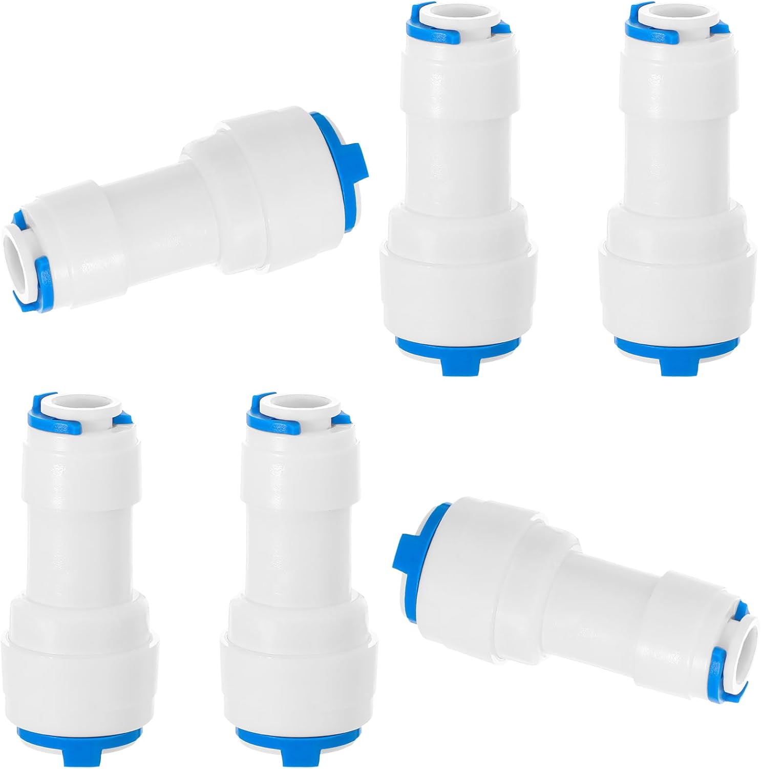 6PCS Quick Straight Connector, 1/4inch to 3/8inch OD Water Purifier Straight Union Connectors 1/4 Quick Connect Fitting for RO Water Systems Purifiers Filters