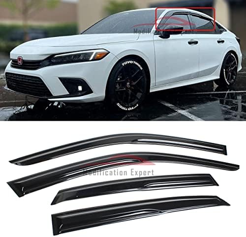 For 2012-2015 Honda Civic Sedan JDM Wavy Mugen Style Window Visors Rain Guards E - Foto 11
