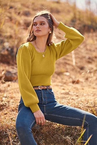 Image of MASCOMODA Womens Puff Long Sleeve Ribbed Sweater Bodysuits