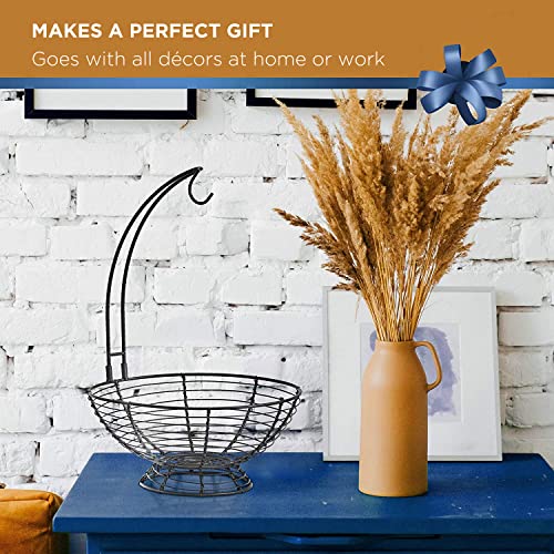 Regal Trunk & Co. Large Fruit Basket With Banana Hanger For Kitchen, Rustic French Farmhouse Fruit Bowl With Banana Holder Tree, Removable Banana Holder Fruit Basket, Ideal For Fruit And Vegetables #TOP4