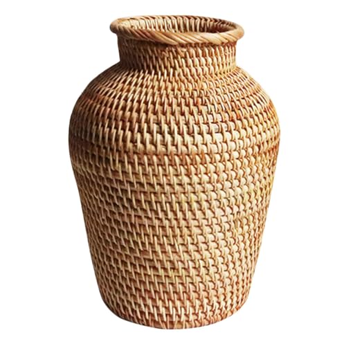 DOITOOL Rattan Vase,8.2 '' Tall Wicker Vase,Country Rustic Handmade Woven,Decorative s for Boho Decor,Plant Flower Basket Rattan Floor for Home Decoration