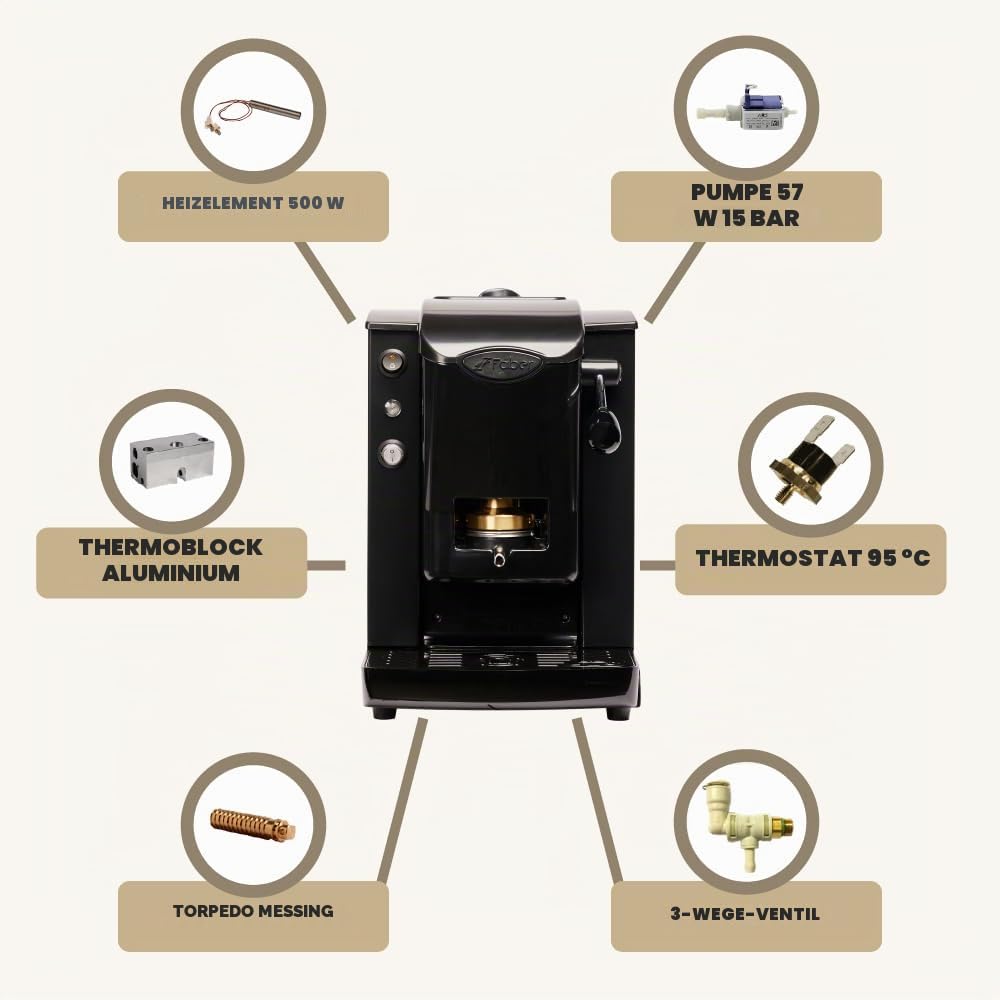 FABER COFFEE MACHINES POD Coffee Machine 44 mm Adjustable Brass Pad Press SCHWARZ
