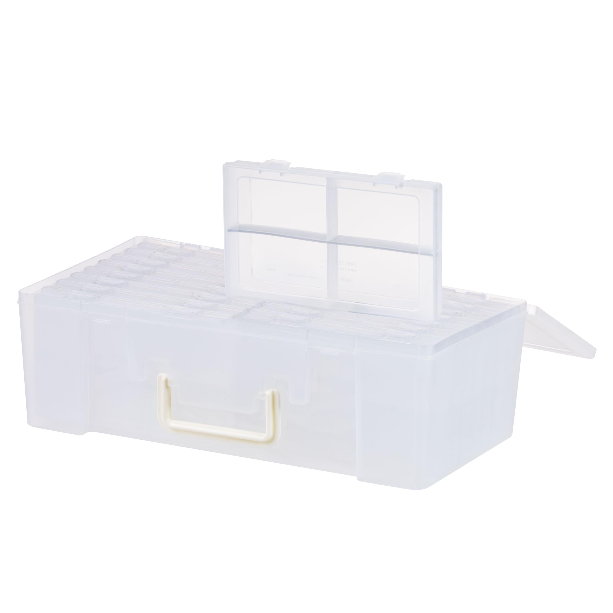 IRIS USA Storage Box |Made in USA| 16 Cases - 32 Dividers - Clear