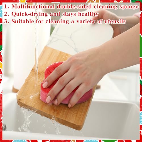 Image of Tioncy 12 Pack Christmas Ball Kitchen Sponges Bulk Dual Sided Scrubber Sponges Dishwashing Kitchen Cleaning Accessories for Household Supplies