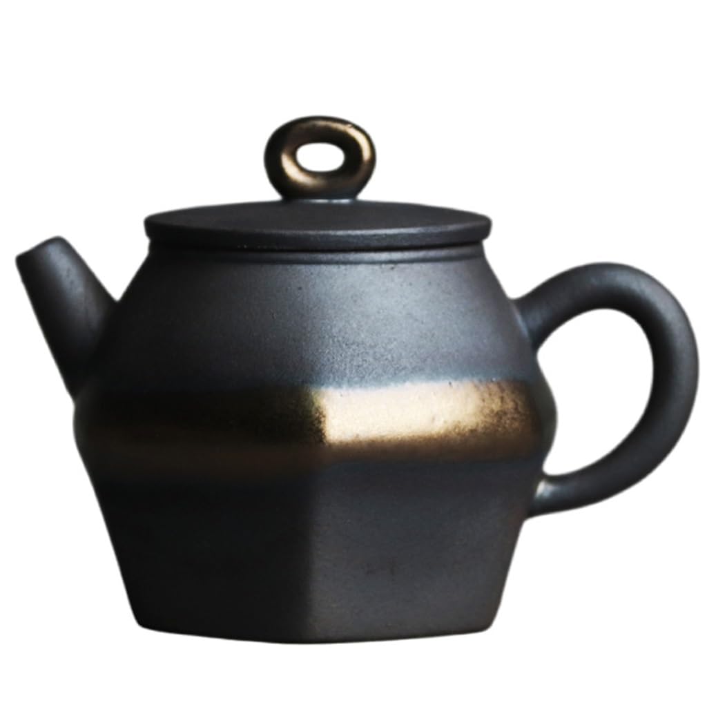 Infusor De Té Rock Pottery Tetera pequeña de Mano de Seis Lados, Hecha de cerámica Retro en Bruto, Tetera Individual for preparar té Tetera De Cocina