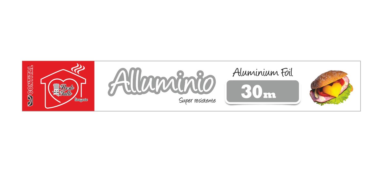 CONTITAL Rotolo Alluminio per Alimenti | 28 cm x 30 mt | Accessori Cucina Indispensabili, Carta Stagnola Alimenti, Pratica per Cucina e Conservazione - Con Astuccio