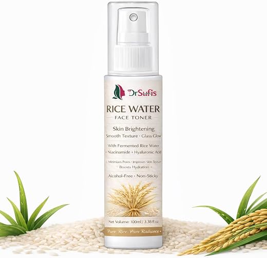 Dr. Sufis Rice Water Face Toner | Skin Brightening Toner with Niacinamide &amp; Hyaluronic Acid | Minimizes Pores, Hydrates &amp; ...