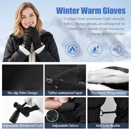 Image of GUSTAVE Winter Gloves for Men Women Warm Splashproof Windproof Hand Gloves for Winter Riding Touch Screen Finger Anti-Slip Design, Ski Glove, Bike Glove, Cycling