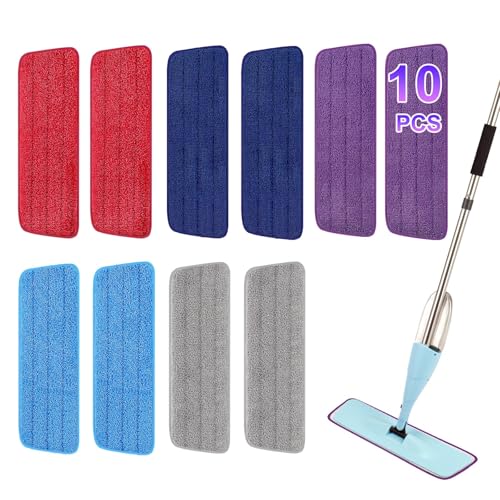 H-Gamely Lot de 10 têtes de rechange réutilisables en microfibre de 41,9 cm pour serpillères humides/sèches compatibles avec le système d'entretien des sols Bona