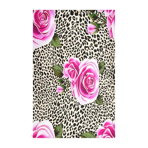 Paños de cocina finos GAIREG, toallas para secar vajilla con diseño de rosas y leopardo, 6 uds 2