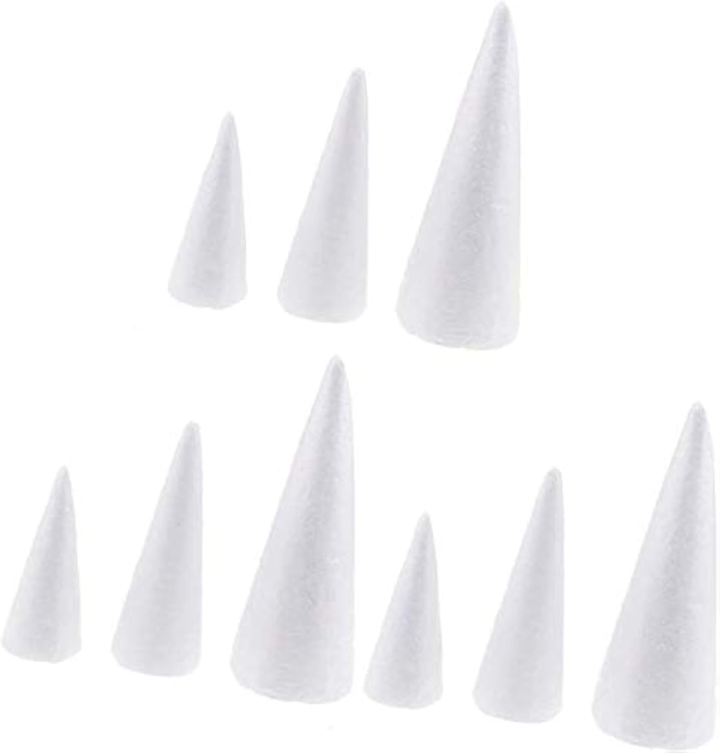 9-Pack Foam Cone Foam Materials Paint Decorative Cone for School and Science Modeling Projects, Thanksgiving Day Xmas Decors