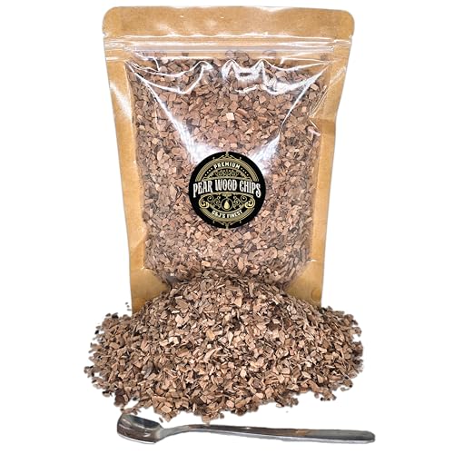 Pear Wood Chips for Cocktail Smoker; Smoked Whiskey/Bourbon/Old Fashioned Drinks - Extra Fine Sawdust Shavings for Cocktail Smoking Guns, Smoke Box, BBQ - 5oz Gift Bag & Spoon By G&J's Finest