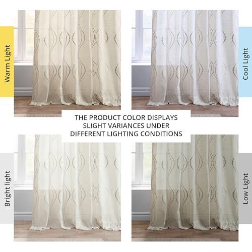 HPD Half Price Drapes Embroidered Linen Sheer Curtains for Living Room 50 X 120 (1 Panel), SHCH-SLWE5294-120, Suez Natural - Image 3