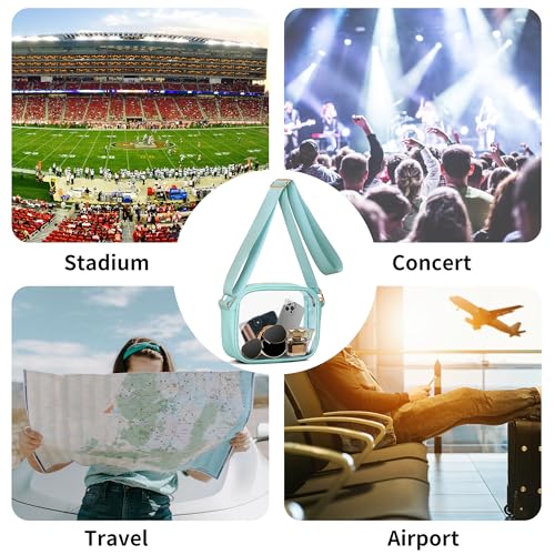 Image of VOROLO Stadium Approved Clear Crossbody Bag,Small See Through Purse Handbag with Adjustable Shoulder Strap for Sports Light Blue