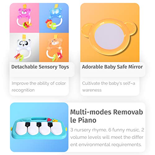 Baby Gym Baby Play Mat, Kick and Play Piano Gym with 5 Infant Learning Sensory Baby Toys, Musical Toys As Boy & Girl Gifts for Newborn Baby 0 to 3 6 9 12 Months, Intended for Baby Shower, Christmas - Thumbnail 3