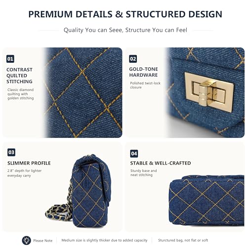 Bolso bandolera de mezclilla acolchado para mujer miniatura 4