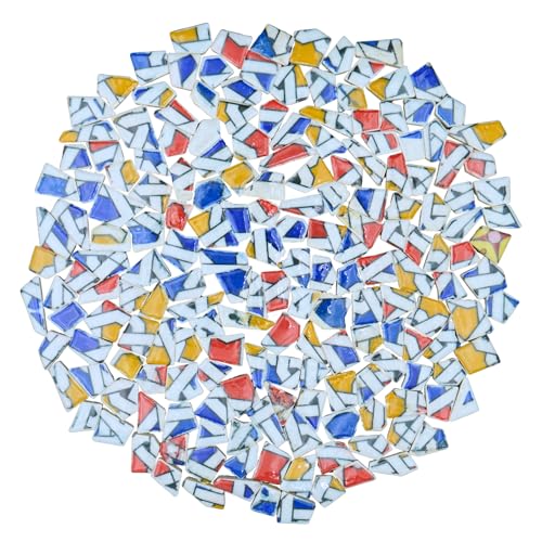 Yuvori 1.1 lbs Modern Abstract Geometric Irregular Porcelain Mosaic Tiles,