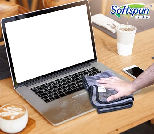 Image of SOFTSPUN Microfiber Super Absorbent Cloth 500 GSM 35X75 cms Packof 1 Grey! Highly Absorbent Lint and Streak Free Multi -Purpose Wash Cloth for Kitchen Window Stainless Steel Silverware.