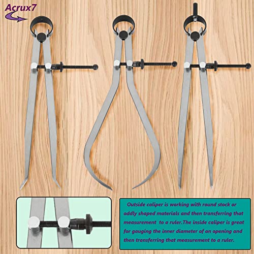 Acrux7 ODUS-SPRING CALIPER 3Pcs 8 Inch Long Spring Caliper Set, Carbon Steel Outside Divider Caliper Compass thumb #6