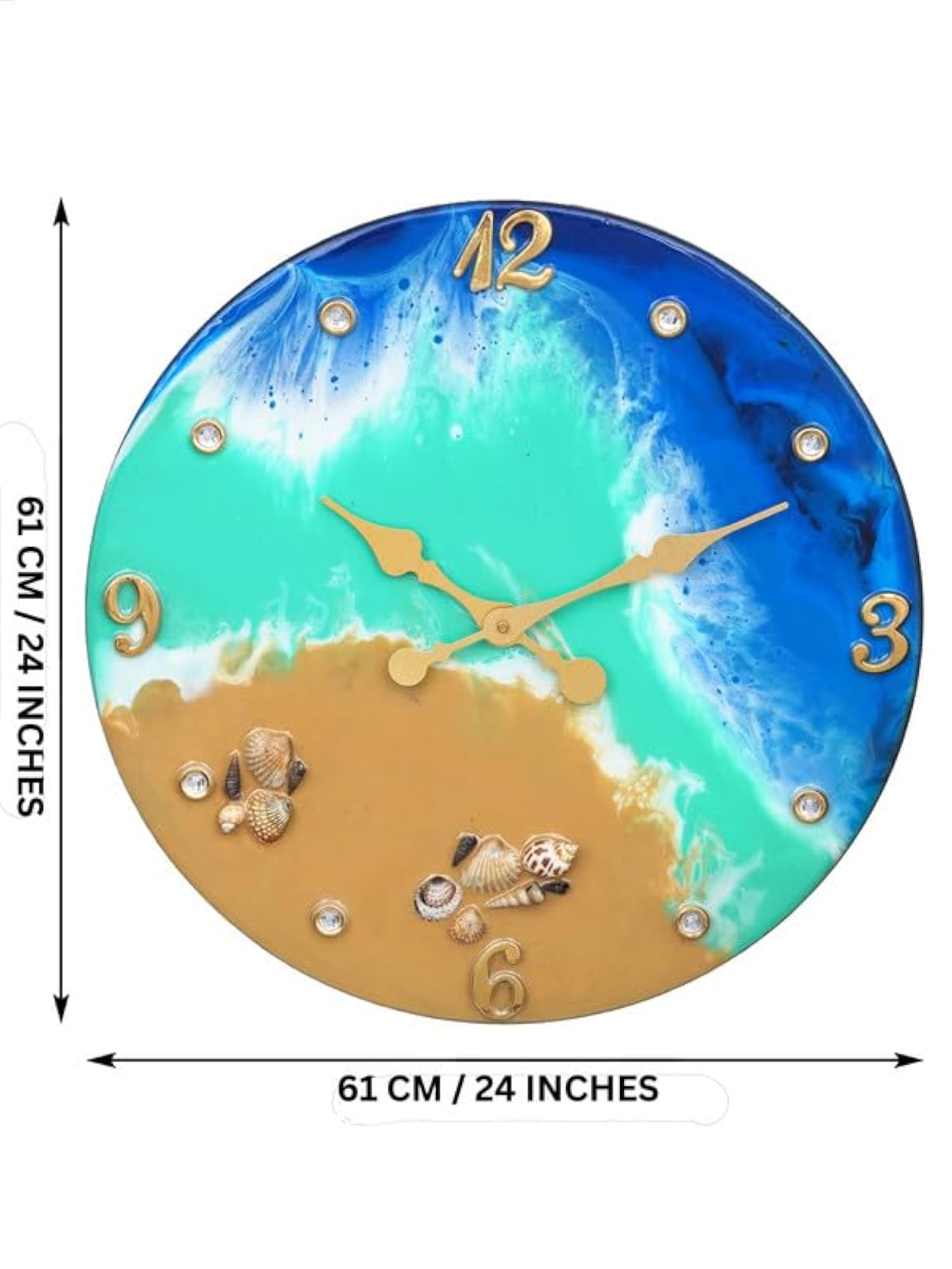 Ocean Wave Beach View Epoxy Resin Round Wall Clock