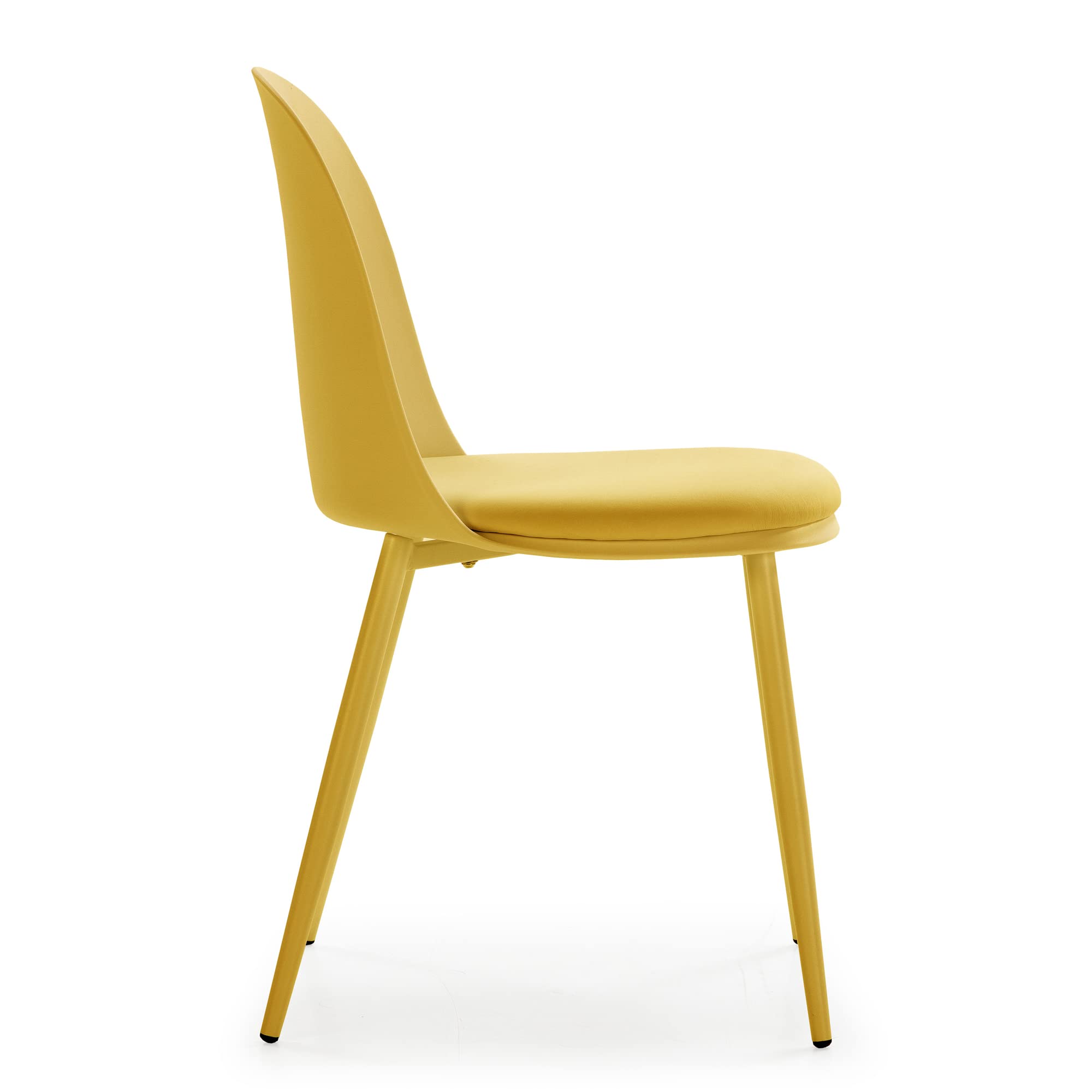HOMN LIVING Set mit 4 Esszimmerstühlen Kana Senf, Metallbeine und gepolsterter Sitz, 45 cm (Breite) 51,5 cm (Tiefe) 83 cm (Höhe)