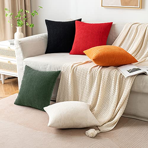 EMEMA Kissenbezug 40x40 cm Weihnachten Kordsamt Kissenbezüge Dekokissen Sofakissen Cord Kissenhülle Zierkissenbezug Kord Dekorative Weiche für Sofa Wohnzimmer Schlafzimmer 2er Set Dunkelgrün