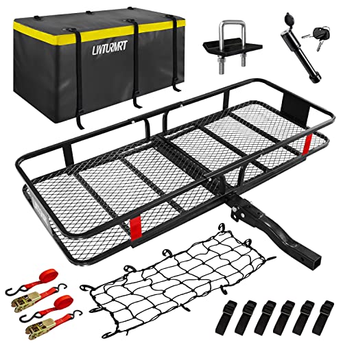 Lwturmrt 60"X21.6"X6" Hitch Cargo Carrier And Receiver Hitch Cargo Rack With Waterproof Cargo Bag(58"X20"X24"),Carrier Cargo Used Rust Resistant Baking Paint And Alloy Steel Material #TOP12