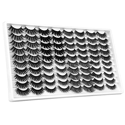 Calphdiar False Eyelashes Faux Mink Eyelashes 20MM Dramatic 8 Styles Mixed Fluffy Volume Thick Fake Lashes
