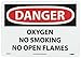 NMC D597AB DANGER - OXYGEN NO SMOKING NO OPEN FLAMES Sign - 14 in. x 10 in., Red/Black Text on White, Aluminum Danger Sign