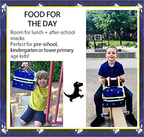 Dinosaur Lunch-Box & Water Bottle Set For Boys Toddlers | Kids Lunch Snack Bag Kindergarten Pre-School Baby Boy Boxes For Daycare | Insulated Containers | Small Lonchera Para Niños | Blue Dino #TOP5