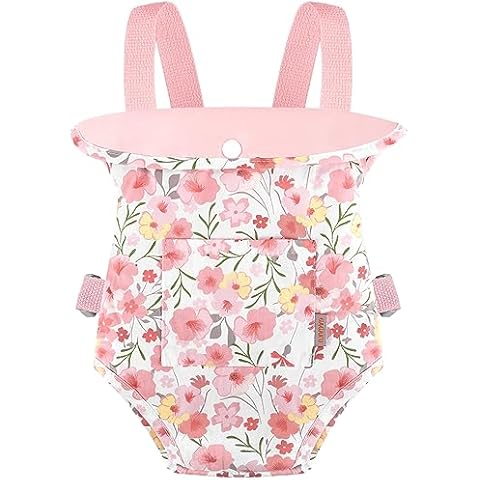 GAGAKU Baby Doll Carrier for Little Girls Baby Carrier for Dolls Reborn Baby Doll Carrier Toddlers 1-3 Years Old Babydoll Carrier - Pink Rose of Sharon Cover