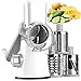 KEOUKE Vegetable Cheese Grater Slicer - Rotary Handheld Grater Shredder Grinder with a Stainless Steel Peeler (White)