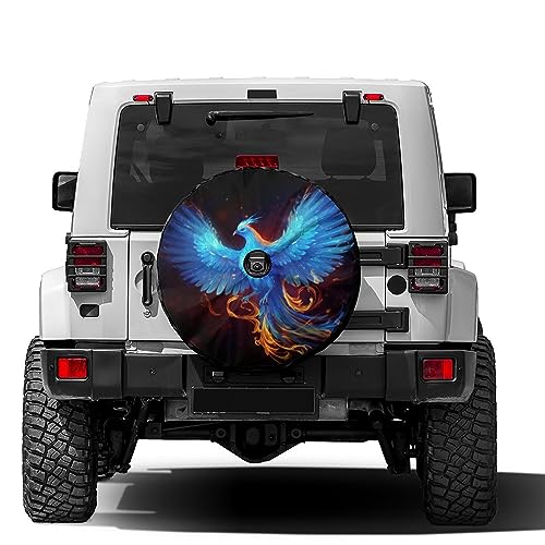 Image of Delerain Spare Tire Cover with Backup Camera Hole Blue Bird Wheel Covers Waterproof Dust-Proof UV Sun Universal Fit for RV Trailer RV SUV Truck (18 Inch for Diameter 32 inch-34 inch)