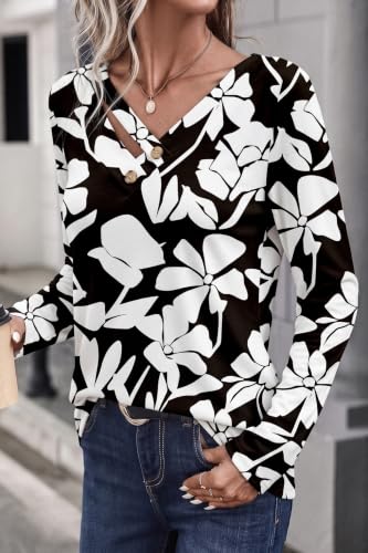 Image of LOLONG Womens Long Sleeve V Neck T Shirts Casual Basic Work Tops Trendy