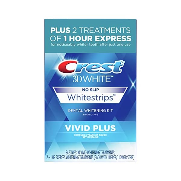 Crest 3D Whitestrips, Vivid Plus, Teeth Whitening Strip Kit, 24 Count (Pack of 1)