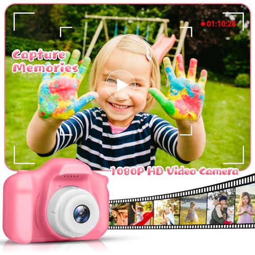 Image of Omeron (2 Years Warranty) Kids HD Camera 13MP Dual Lens Photo Video Selfie Toy Camera with Filters, Games, Rechargeable Battery, Educational Gift for Boys & Girls Age 4-15 (Pink)