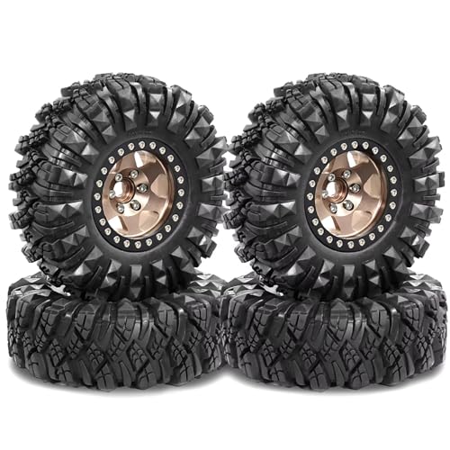 Jantes alu 1.9 RC marron haute précision avec pneus beadlock pour SCX10 TRX4