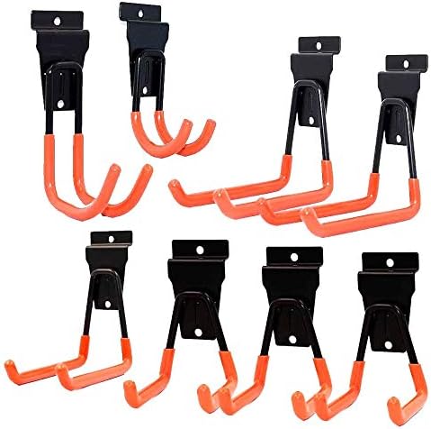 Reehi Slatwall Hooks ,Ladder Hooks Slatwall Heavy Duty Garage Storage Utility Double Hooks for Organizing Power Tools,Ladders,Bulk Items (Pack of 8)