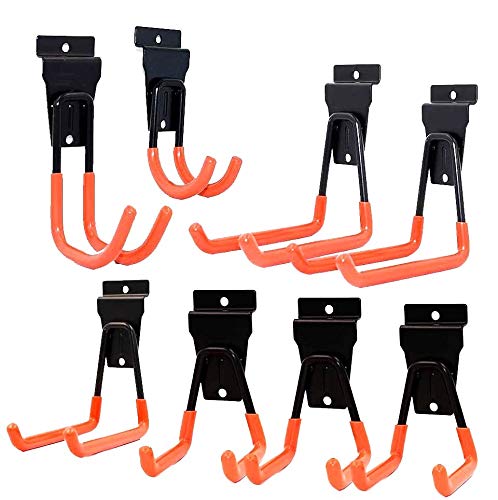 Slatwall Haken, Leiterhaken, Slatwall Schwerlast-Garagen-Aufbewahrung, Mehrzweck-Doppelhaken für die Organisation von Elektrowerkzeugen, Leitern, Großgegenständen (8 Stück) Cover