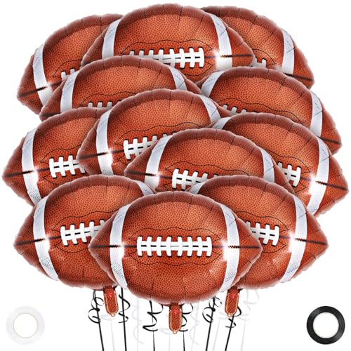 12 Pcs Football Balloons 18 Inch Football Foil Balloons Football Party Balloon Sports Mylar Balloon Footballs Birthday Decorations for Footballs Party Sports Theme Party Supplies (Football)
