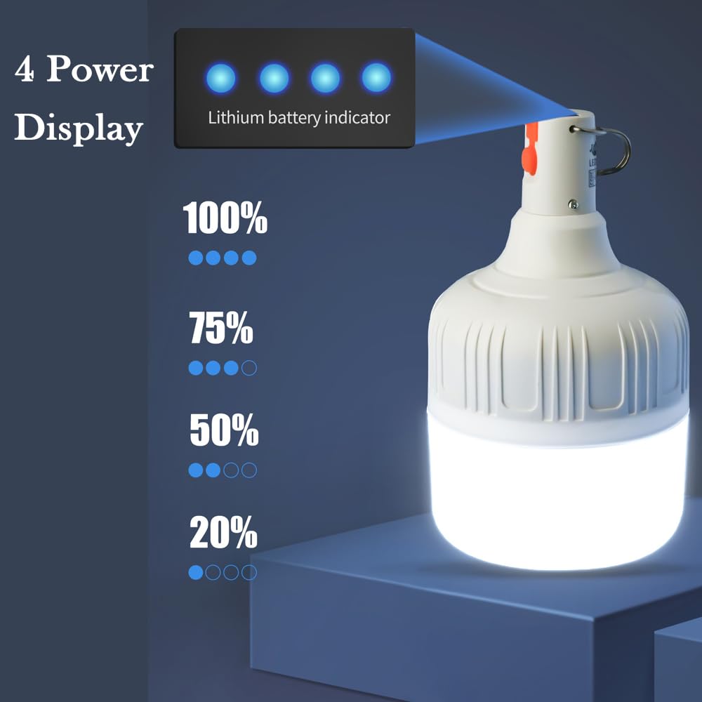 Luce da campeggio a LED, lanterna ricaricabile per tenda, batteria da 4000 mAh, luce di emergenza portatile, 3 ingranaggi di illuminazione per uragano, interruzioni di corrente sospese, casa