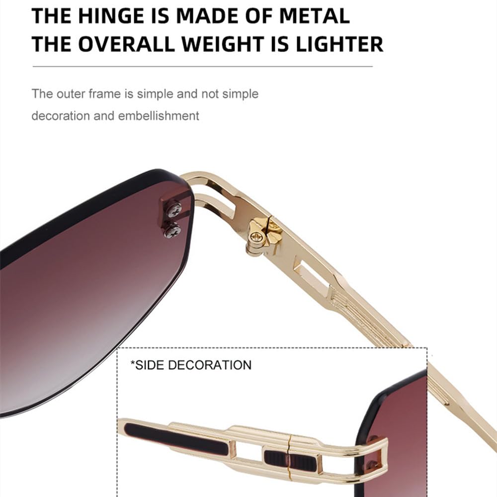 Gafas de sol ovaladas de moda para mujeres y hombres, vintage, de lujo, sin montura, de metal, retro, UV400