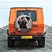 Pug Spare Tire Cover for RV Trailer Cute Sad Pug Looking at a Cookie Wheel Protectors Weatherproof Polyester Tire Case for All Cars SUV Camper Travel 15 inch