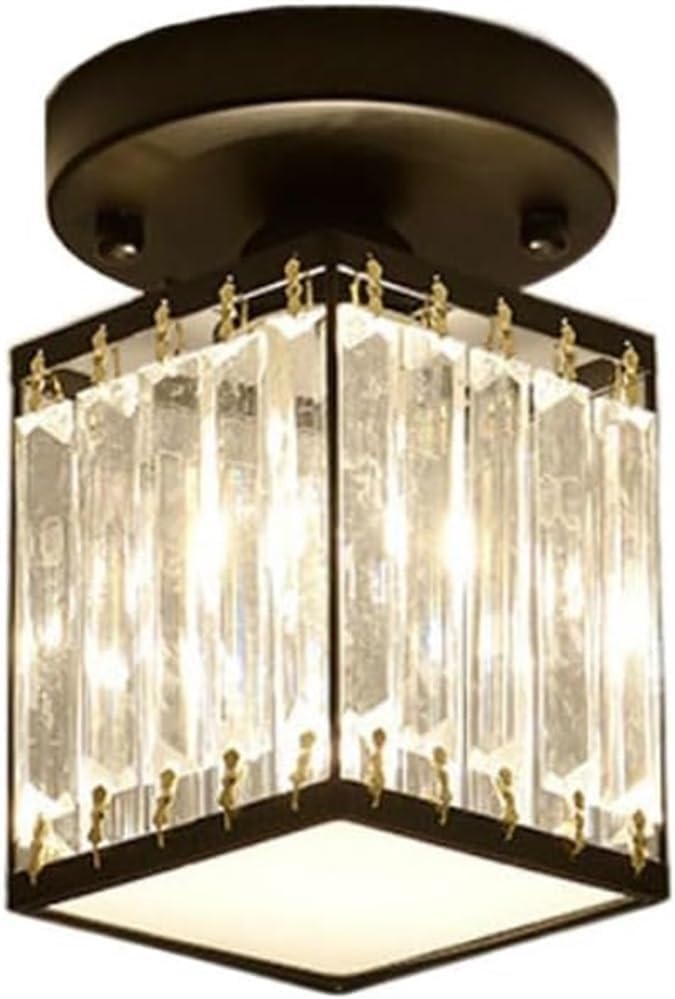 Lustre de plafond à LED 3 couleurs en cristal moderne or pour couloir