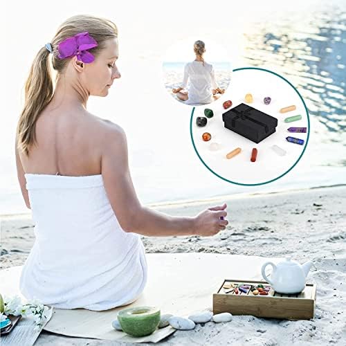 7 Chakra Healing Crystals 7 Tumbledstones Set VVEMERK Premium Reiki Healing Crystals Kit in Gift Box Meditation Stone Yoga Amulet Single Point Tumbled Stones Positive Energy Generator