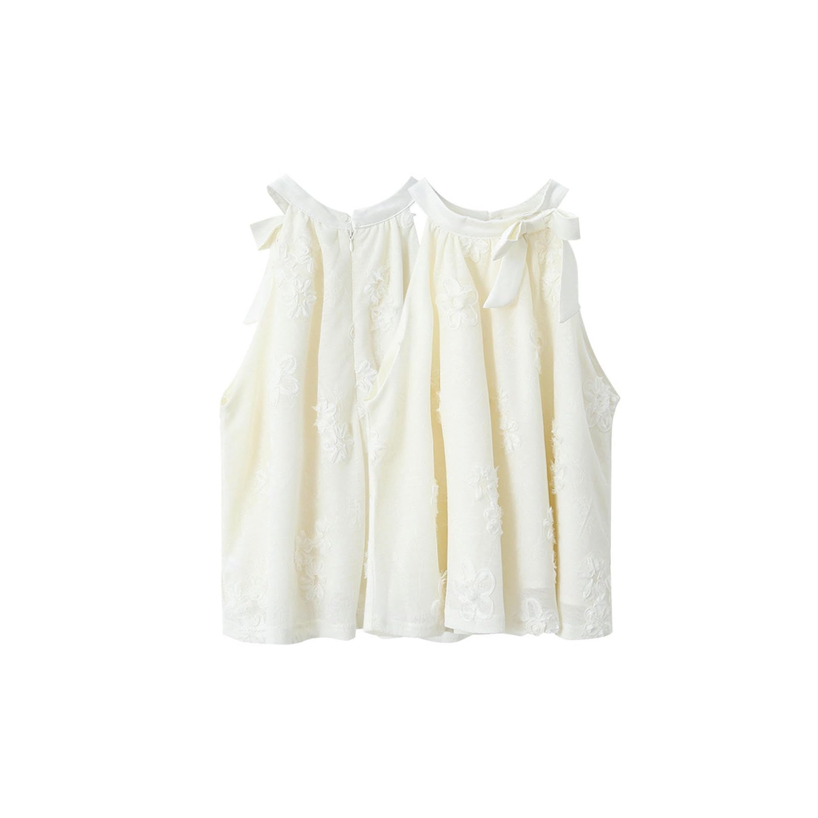 Top sin Mangas con Cuello Halter de Jacquard para Mujer en Verano, y Top Elegante - Albaricoque - Talla única