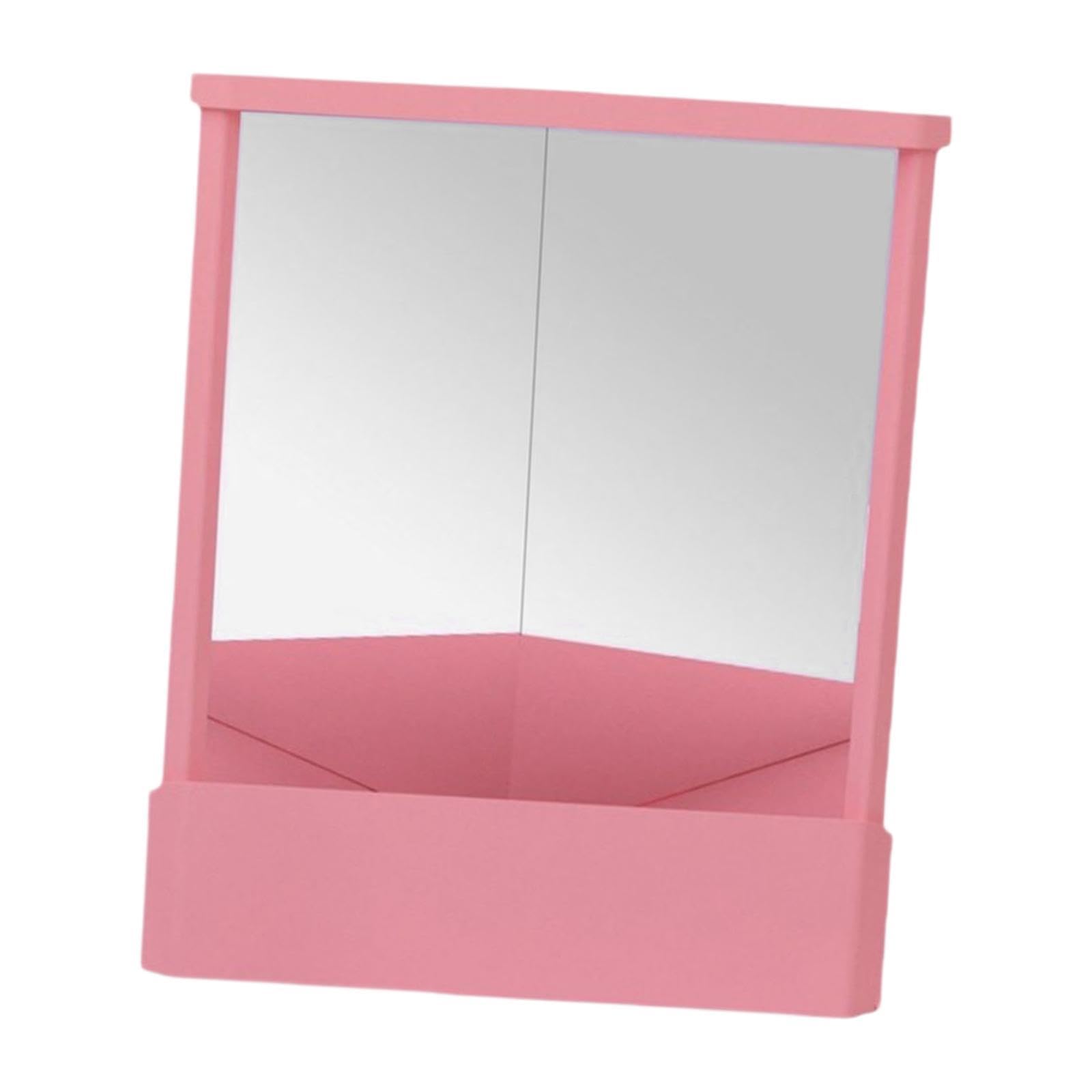 Milageto Non Reversing Mirror Makeup Mirror Slim Design Creative Women Gifts Stable True Image Inverted Mirror for Bathroom Table, pink