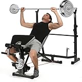 Tomasar Olympic Weight Bench with Preacher Curl, Leg Developer, Multi-Functional Weight Bench Set for Indoor Exercise (Black)